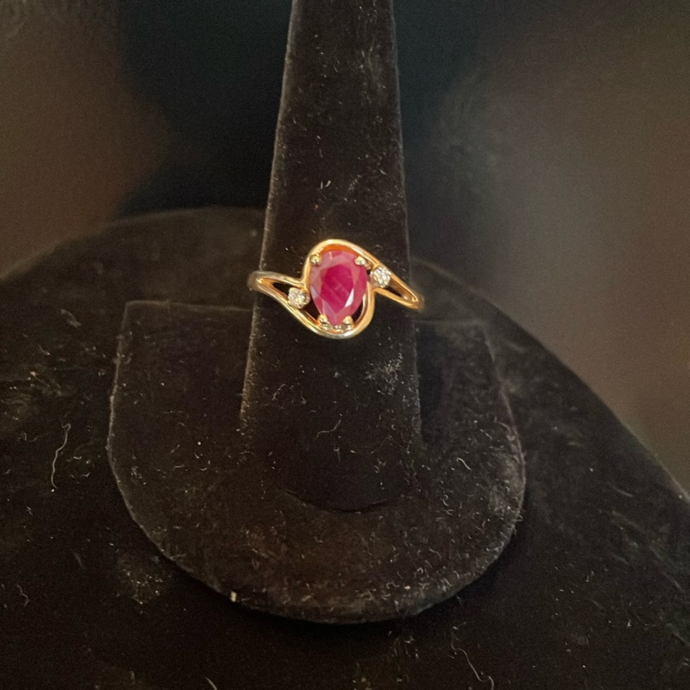 14 kt gold ruby and diamond ring.